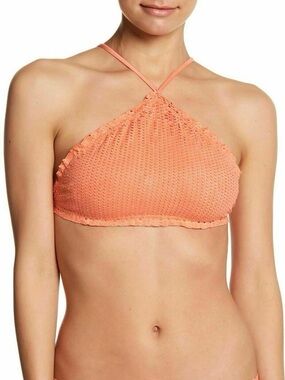 ViX Scales Halter Piping Bikini Top Salmon